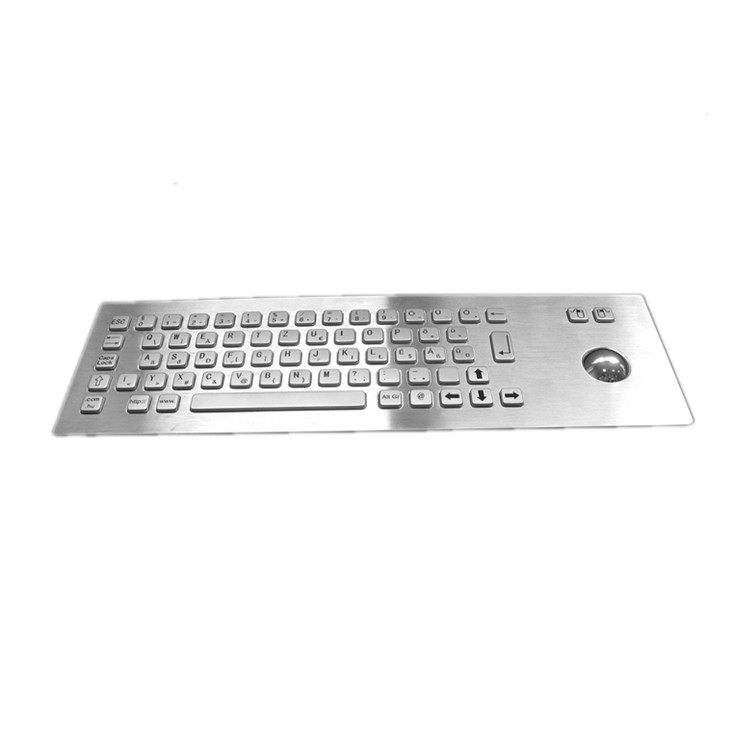 لوحة مفاتيح معدنية صناعية من الفولاذ المقاوم للصدأ IP65 مع جهاز إدخال Trackball للكيوسك ذاتية الخدمة