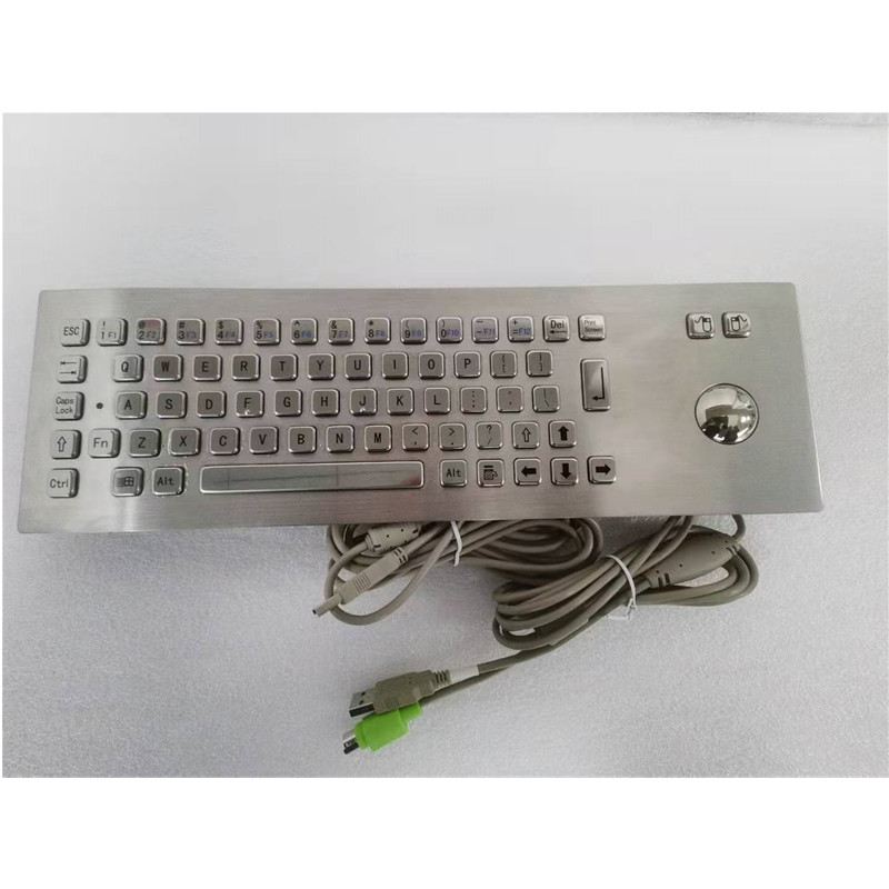 لوحة مفاتيح معدنية صناعية من الفولاذ المقاوم للصدأ IP65 مع جهاز إدخال Trackball للكيوسك ذاتية الخدمة