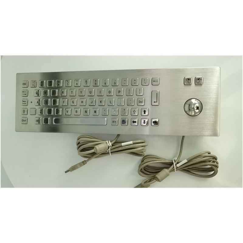 لوحة مفاتيح معدنية صناعية من الفولاذ المقاوم للصدأ IP65 مع جهاز إدخال Trackball للكيوسك ذاتية الخدمة