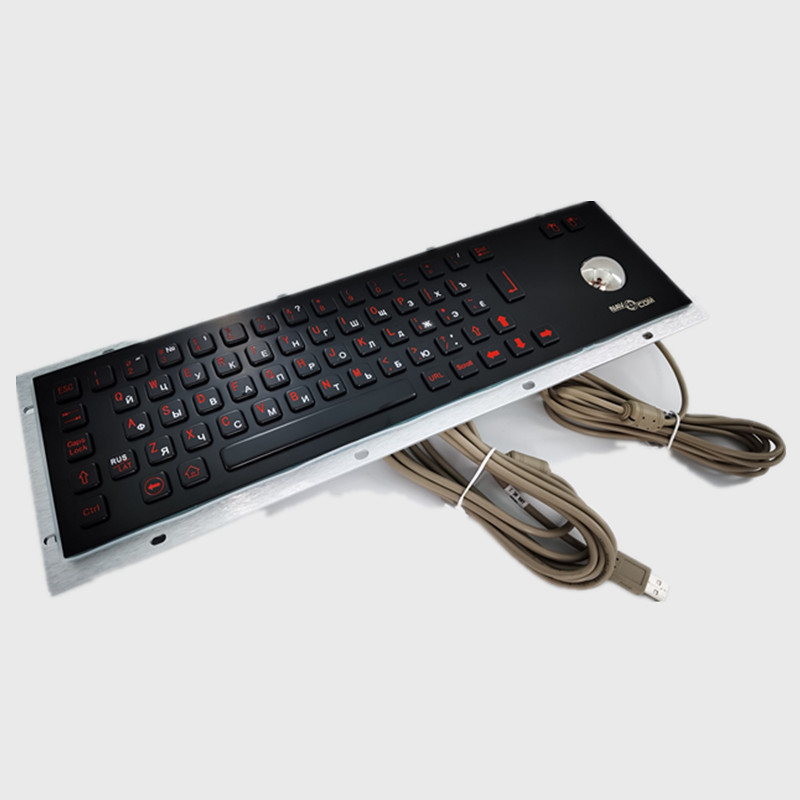 لوحة مفاتيح USB سوداء اللون IP65 IK07 من الفولاذ المقاوم للصدأ مع كرة التتبع